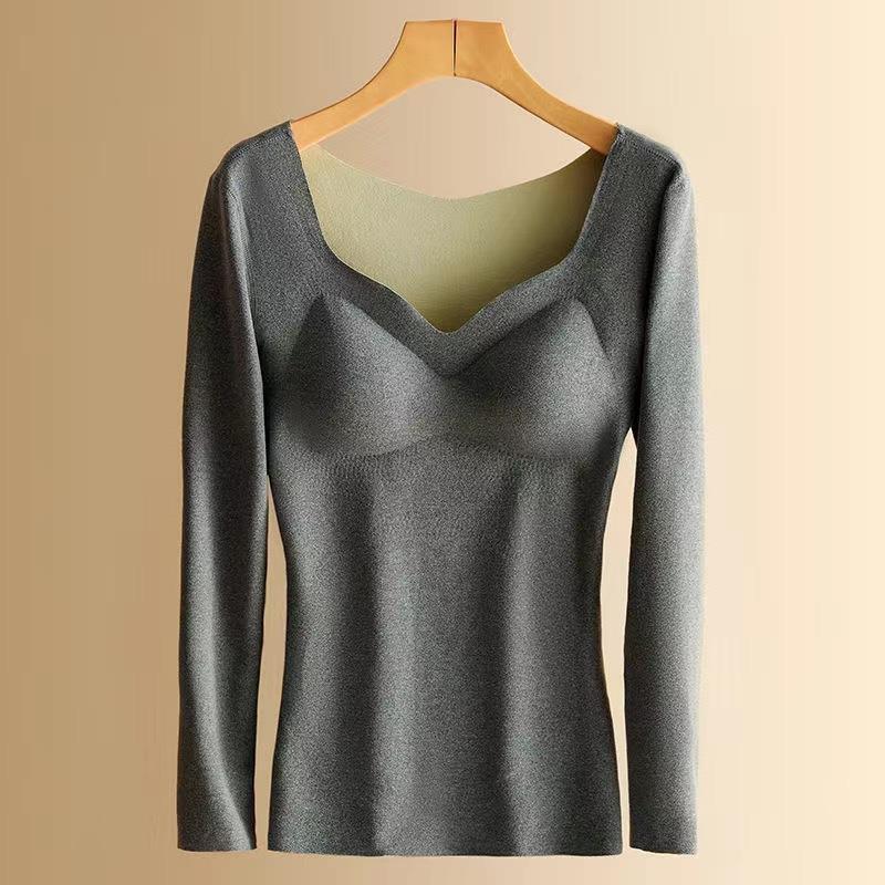 Женская термопижама из бархата с длинными рукавами и встроенной нагрудной подкладкой