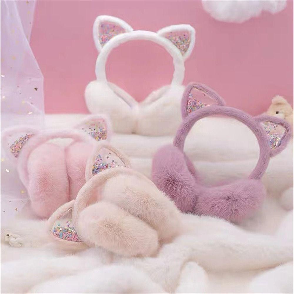 Cat Ears Ear Warmers Soft & Warm Ear Covers Outdoor Animal Earmuffs for Kids Girls