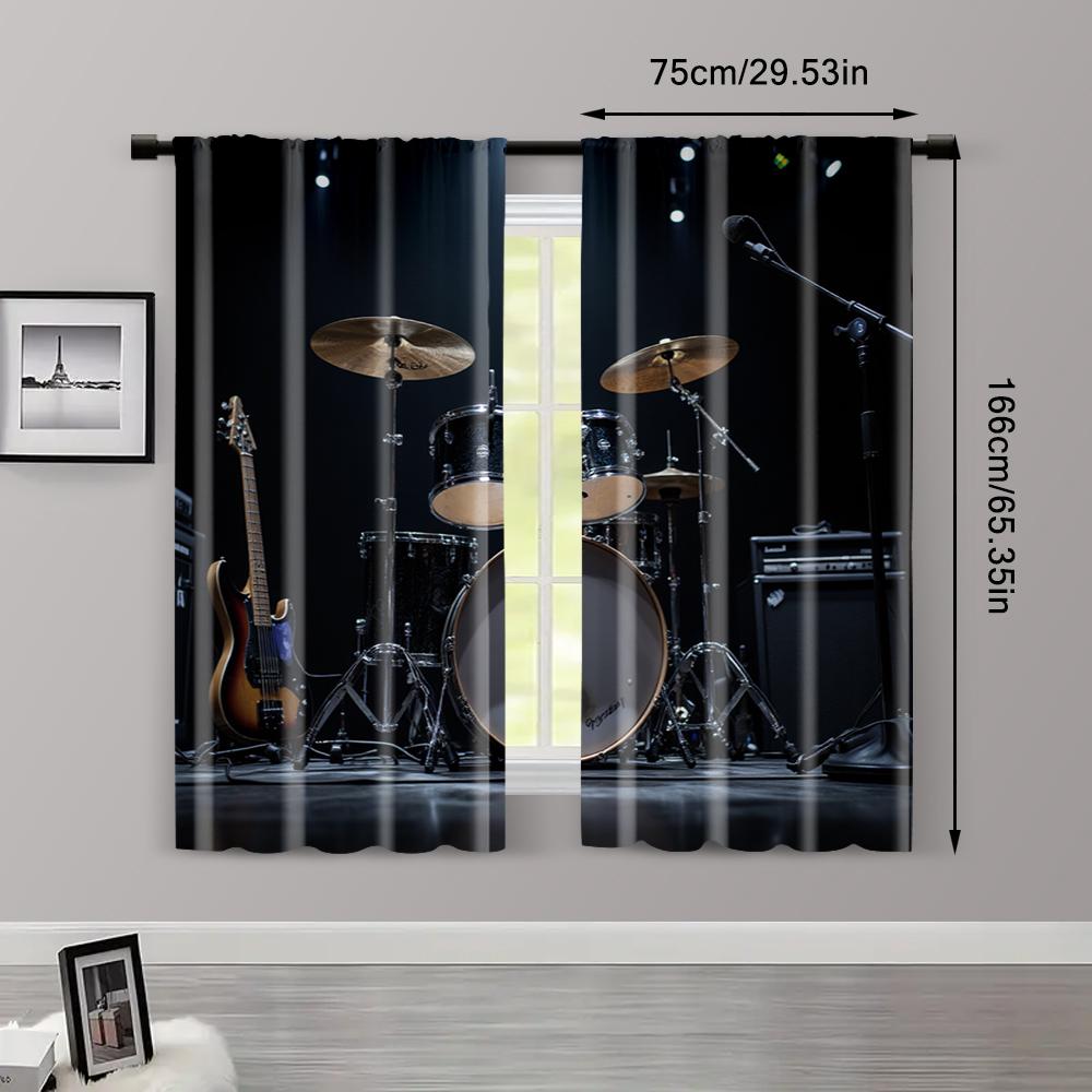 2pc    Curtains guitars and drums Light Filter Party Decorations Suitable for Holiday Party   General Celebration