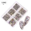 Nail Art Flat Bottom Diamond Mixed Color Champagne 6 Grid Mixed Batch Nail Diy Jewelry Sticker Diamond Nail Art Jewelry