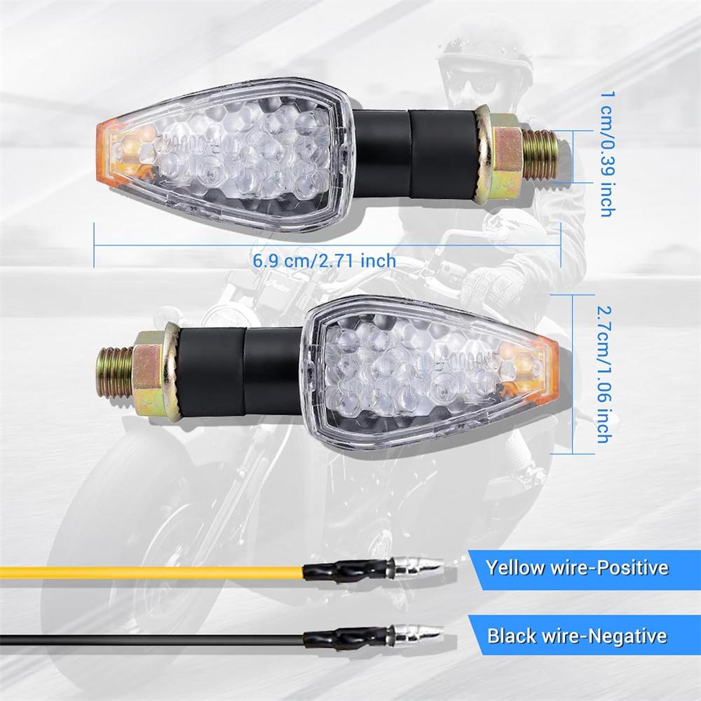 1 пара универсальных светодиодных указателей поворота для мотоцикла, длинные и короткие указатели поворота, мигалки, аксессуары янтарного цвета