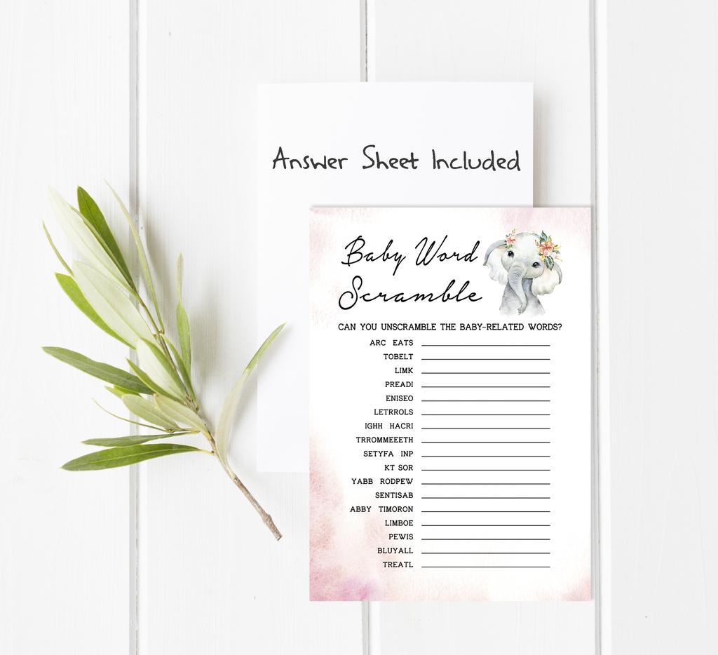 Inkdotpot Игровой набор для вечеринки по случаю рождения ребенка из 50 игр BabyA AlphabetA ABCA для девочек-слонят в джунглях