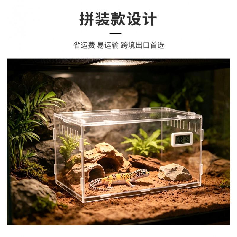 Acrylic Reptile Habitat Box Geckos Spiders Scorpions Lizards Clear Transparent Single/Double Compartment Terrarium With Bark