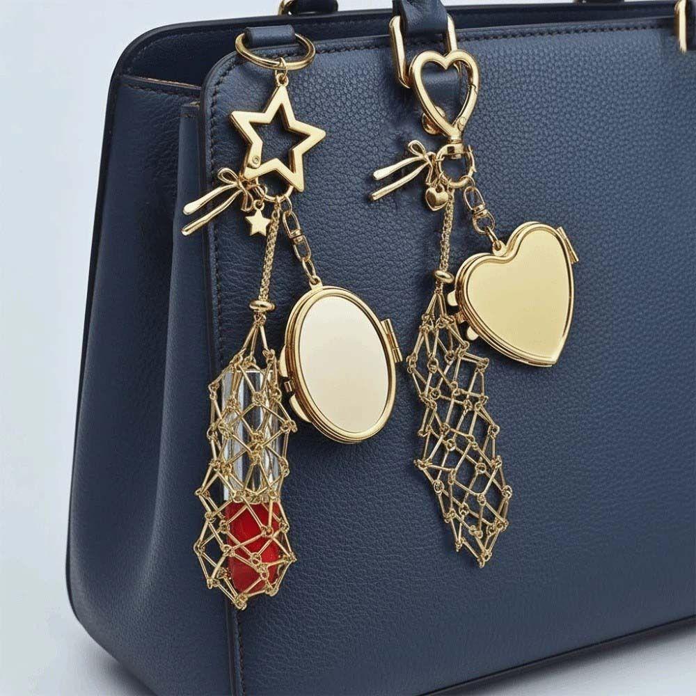 Mini Net Pocket Lipstick Bag Keychain Portable Lipstick Cover Key Ring Bag Pedant