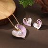 Новый набор эмалевых серег-подвесок с жемчугом и инкрустацией в виде сердец, женская мода, высококлассное колье