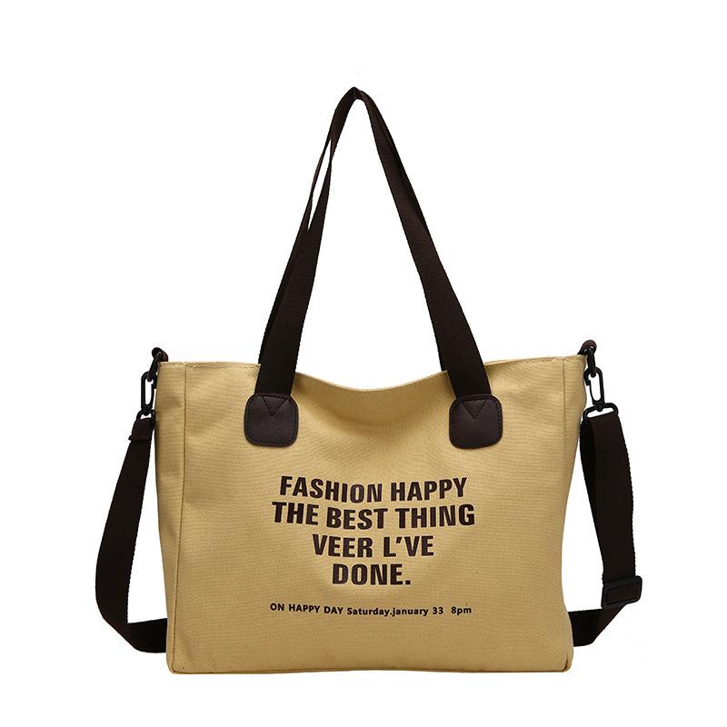 Tote Bag Female Student Large Capacity Canvas Bag Letter Simple Shoulder Messenger Bag Female
