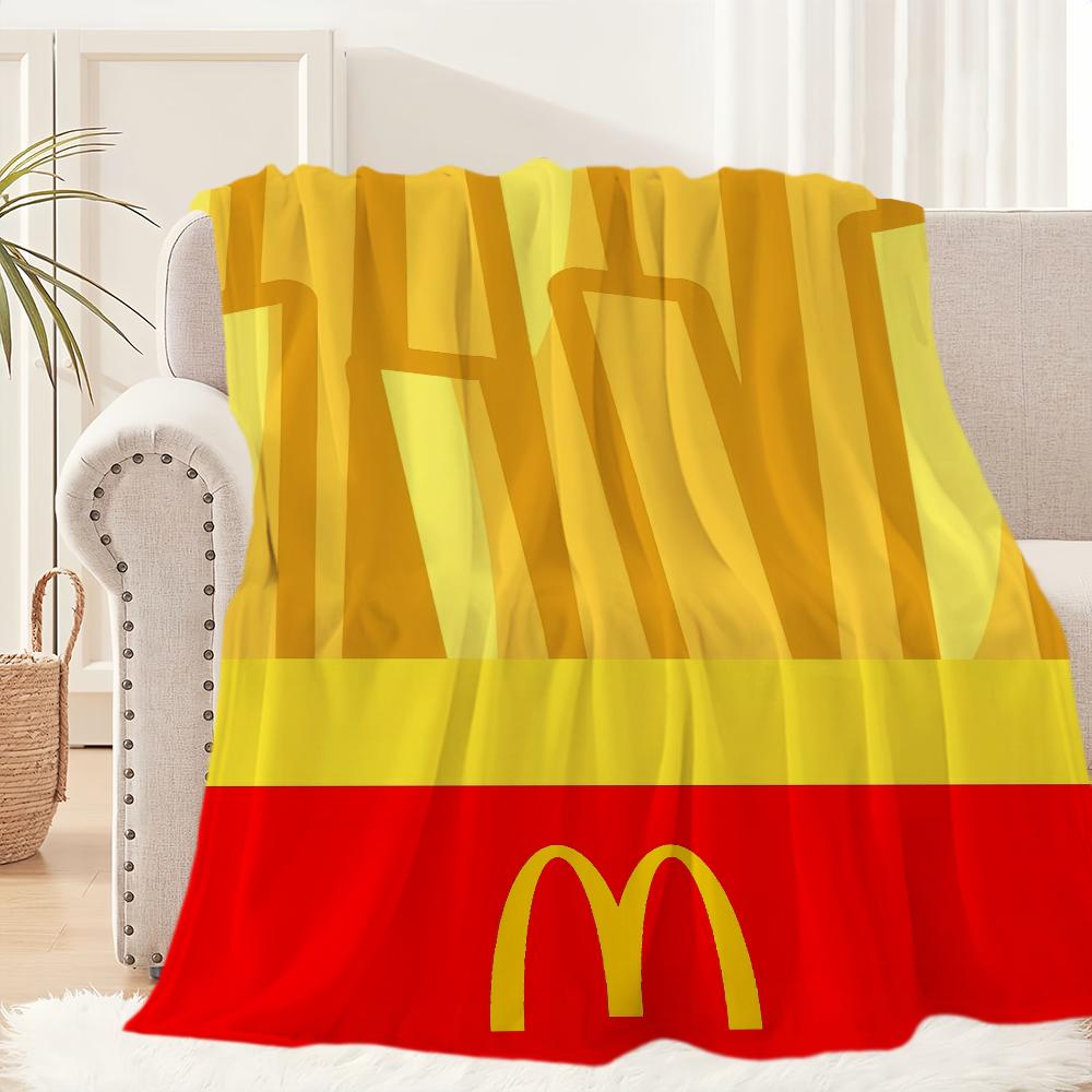 Модная милая плед с логотипом M-Mcdonalds, смешной, плюшевый, для сна, дивана, коврик для гостиной, офиса, спальни, подарок на день рождения, для дома, путешествий, детям