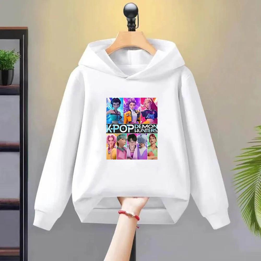 Детские Худи KPop Охотники на Демонов топы Мальчик Девочка Пальто Повседневный Малыш Худи белый розовый ребенок Весна Осень
