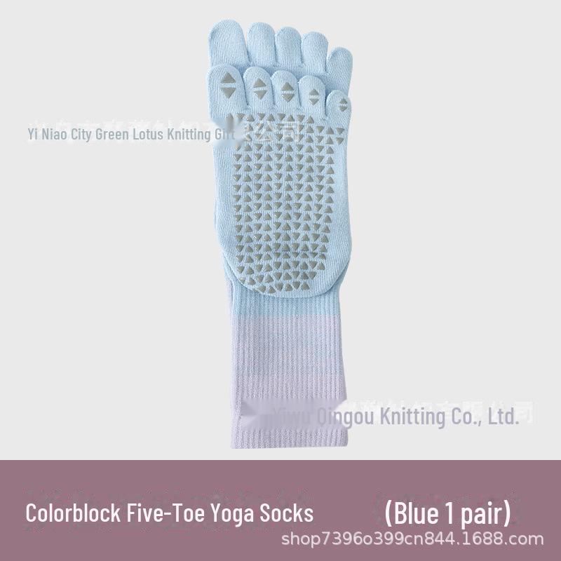 Женские нескользящие хлопковые носки для йоги | Носки для пилатеса с разрезом на пять пальцев и средней посадкой