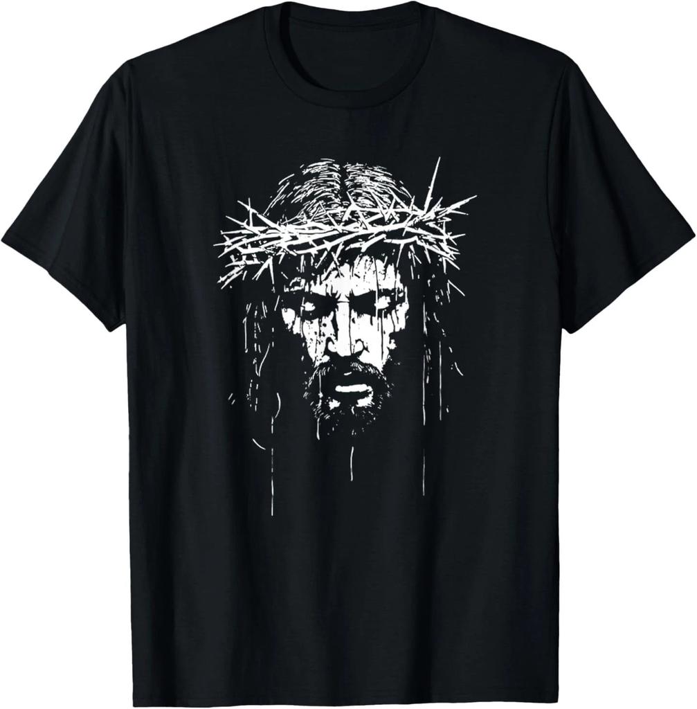 Vintage Face of Jesus Christ Portrait with Crown Christian T- Shirt