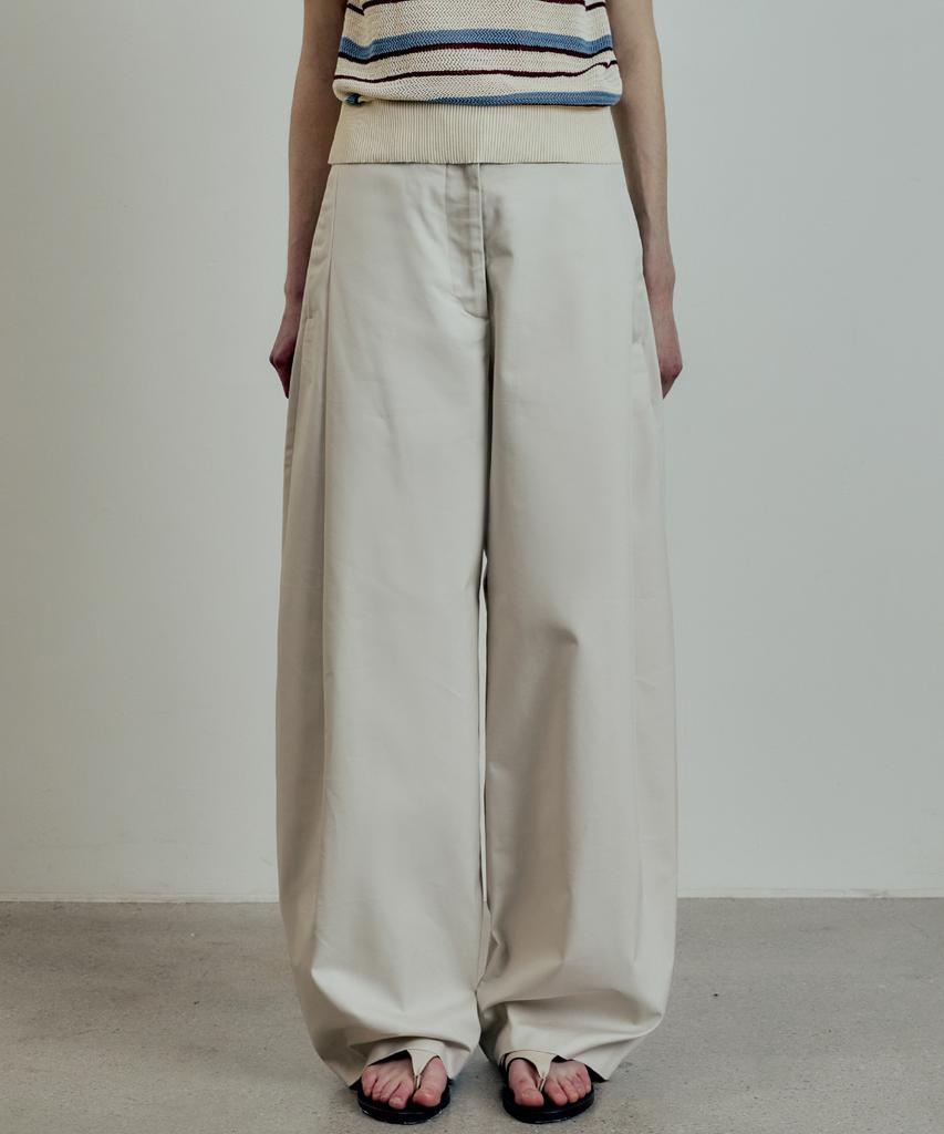 LMOOD WOMEN Pot Curved Cotton Wide Pants Sea Salt
