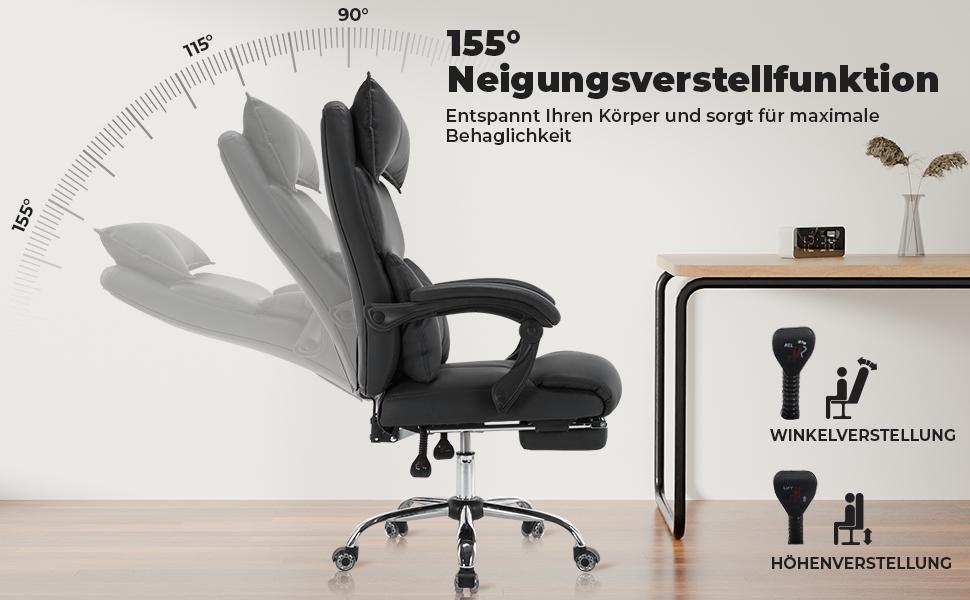 Ergonomic Office Chair, Technology Fabric Executive Chair, Desk Chair Height-Adjustable Swivel Chair with Double Adjustable Lumbar Support Black