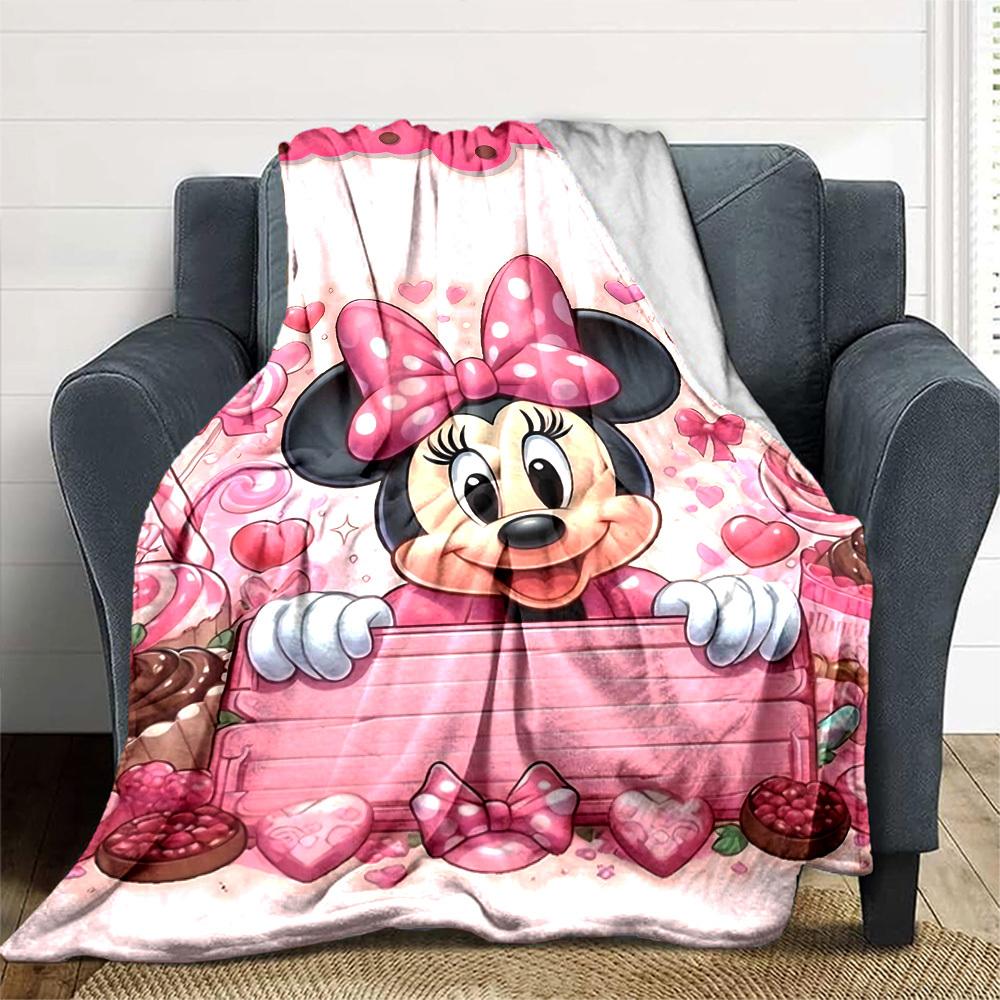 1pc Minnie Mouse Sweet blanket Lightweight Flannel Throw for Sofa Bed Travel Camping Livingroom Office Couch Chair