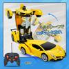Transforming Robot Car, Stunt Car, Electric RC Car with LED Lights, 360-Degree Rotation, Model Car, Kids' Toy, Birthday, Christmas Gift (Yellow)