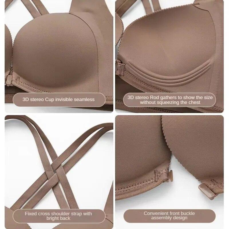 Красивый бюстгальтер с пряжкой сзади и спереди, сексуальное женское нижнее белье, бесшовный дышащий бюстгальтер без стального кольца