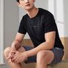Li-Ning Фитнес-серия с буквенным принтом, футболка с круглым вырезом и короткими рукавами, мужские топы, черные ATST103-1