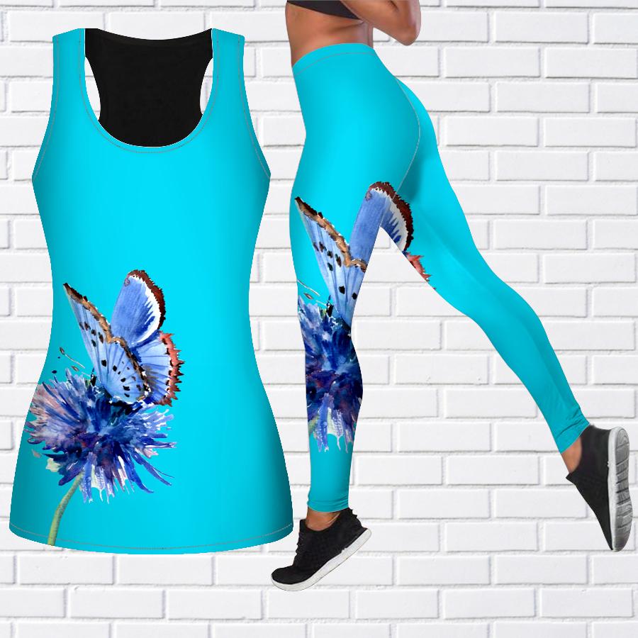 Экипировка для йоги с принтом бабочек и цветов для женщин, модные леггинсы для тренировок, спортивные повседневные штаны для фитнеса и йоги