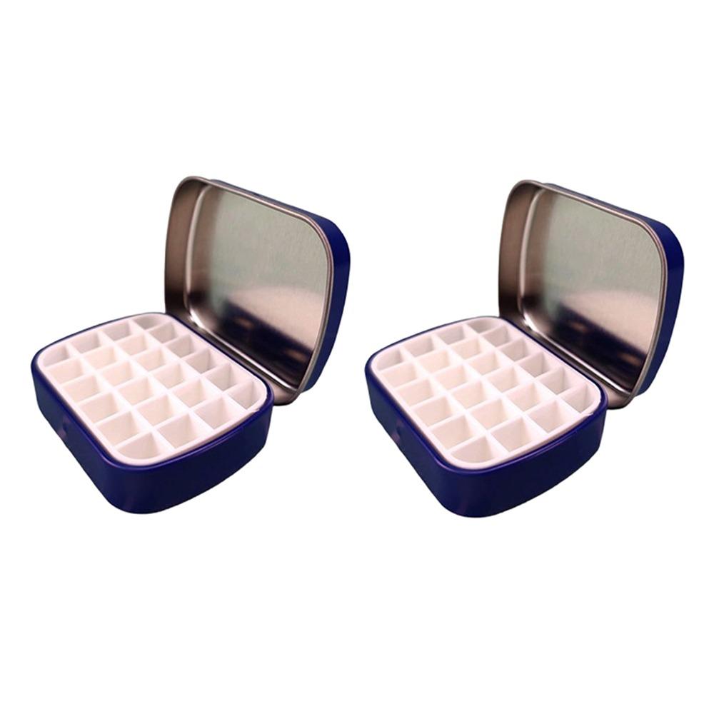 2Pcs Empty Watercolor Iron Box 12/24 Grids Travel Painting Tray Watercolor Paint Palette  Outdoor