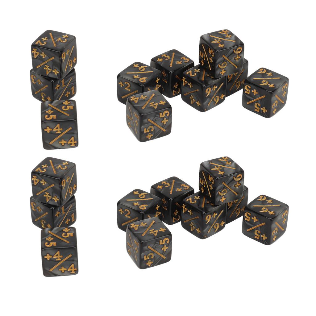 20 PCS 6 Sided Number Dice Set Black Lightweight Impact Resistance 16mm Number Dice for Table Games