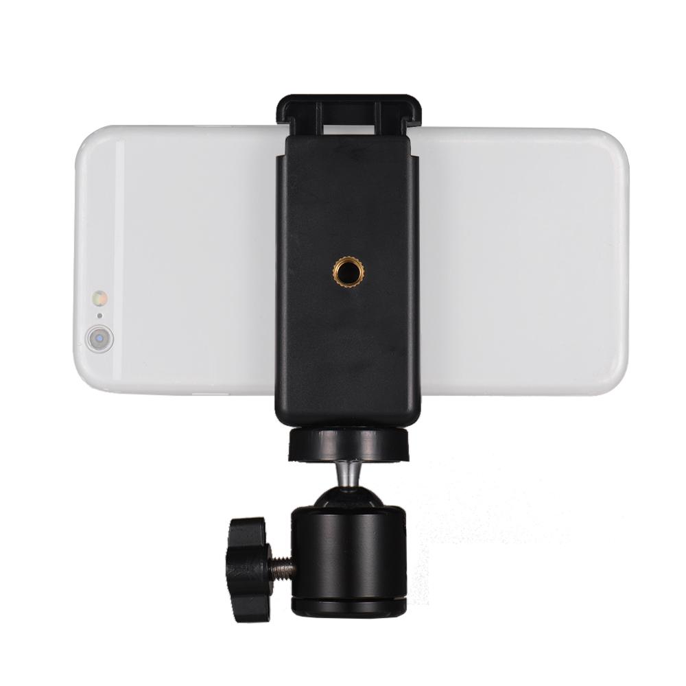 Adjustable Phone Holder Smartphone Clip + Flexible Ballhead Adapter Mount with 1 4 Inch Screw