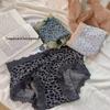 Pure Cotton Women's Leopard Print Lace Bow Mid-Waist Panties - Breathable Triangle Underwear 2025
