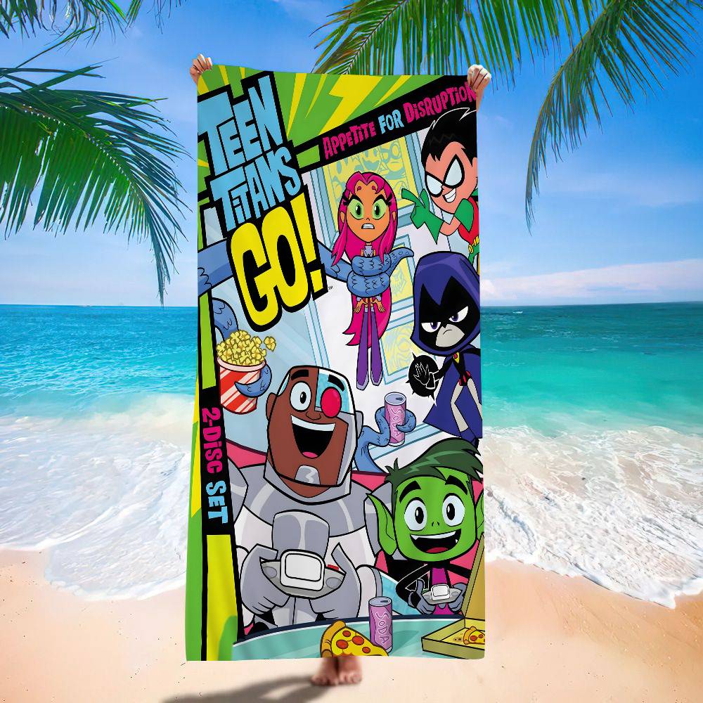 Постер Teen Titans Go Пляжное полотенце Цветные банные полотенца для девочки Микрофибра Быстросохнущее Не прилипает песок Пляж Йога Спа Спортзал Бассейн