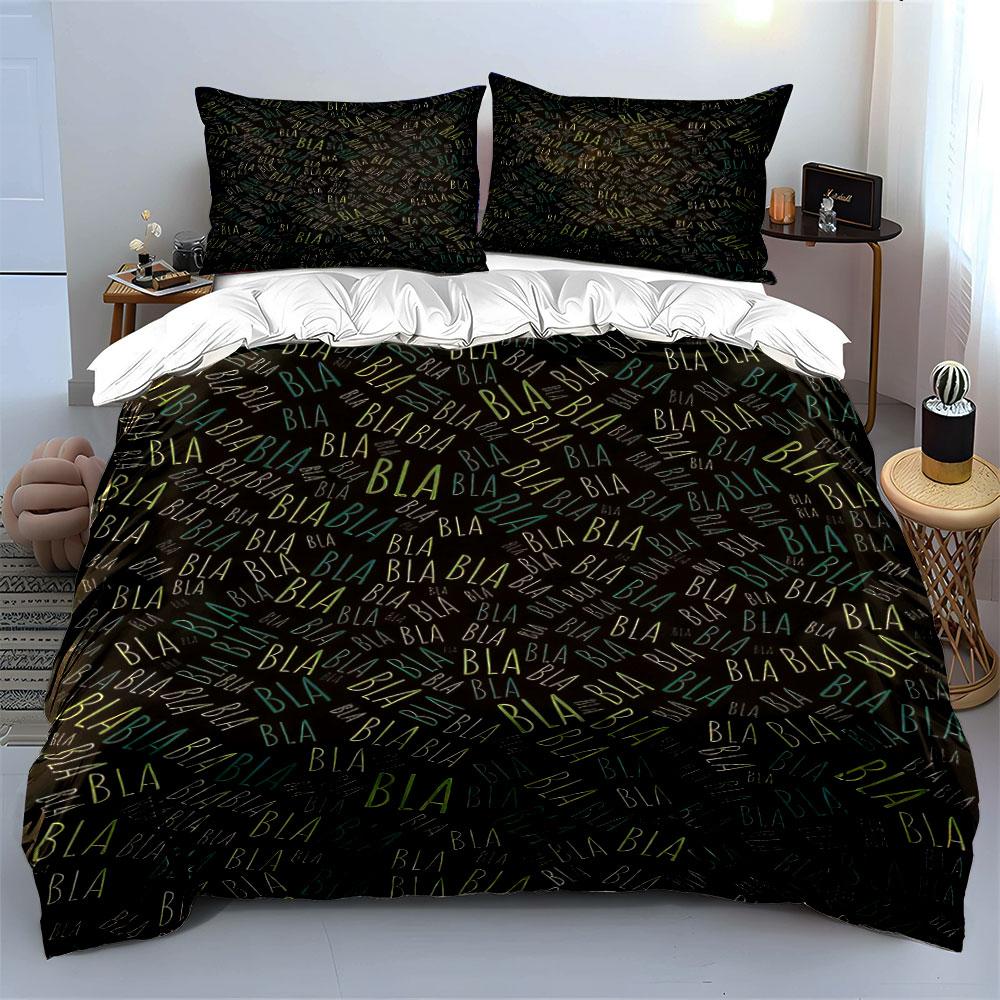 The pattern features "BLA" text. Bedding sets Duvet cover sets Duvet covers Pillowcases(1* Duvet Cover 2* Pillowcases without duvet insert)