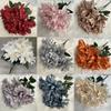 7 Heads Dahlia Bunch Flowers Brushed Cloth Violet Bridal Bouquet  Wedding Party