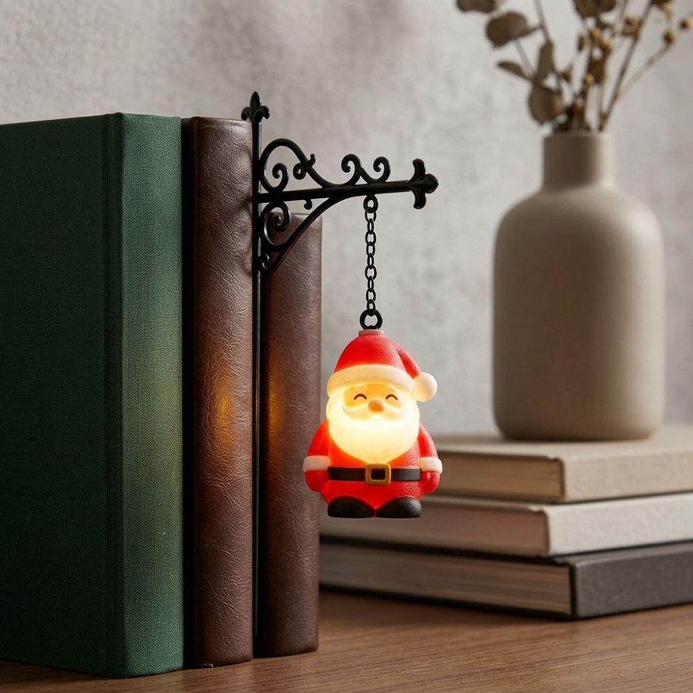 Vintage Christmas Bookshelf Lamp Iron Bracket Warm LED Light Santa Claus Hanging Lamp Christmas Tree Xmas Themed