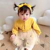 Baby Clothes Romper Tulle Long Sleeve Spring Autumn Front Opening Coverall Cotton Girls Gift Pineapple Pattern Yellow 24M