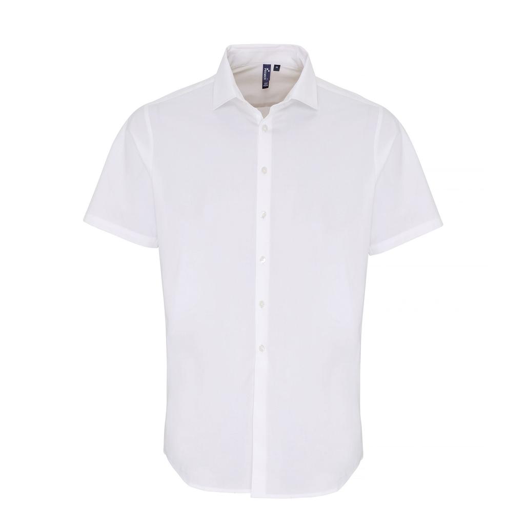 Premier Mens Stretch Fit Poplin Short Sleeve Shirt