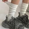 Высококачественные хлопковые белые носки женские в полоску однотонные вязаные чулки Ins модный студенческий стиль длинные мешковатые носки с начесом