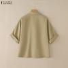 ZANZEA Женская повседневная свободная блузка с отложным воротником и коротким рукавом