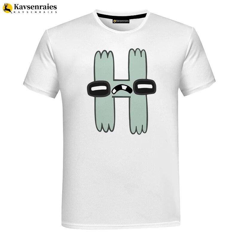 Футболка с 3D изображением алфавита, детская футболка с рисунком аниме для мальчиков и девочек, крутая уличная одежда с короткими рукавами, топы