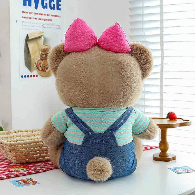 New Cute Fifi Bear Doll Plush Doll Pink Bow Strap Teddy Bear Doll Birthday Gift