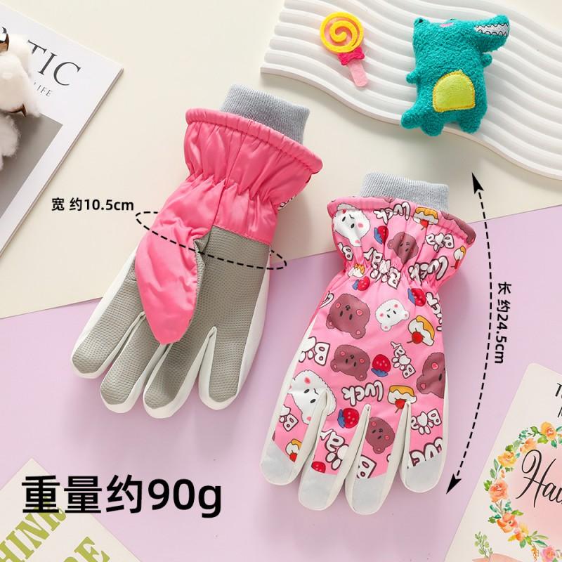 Kids Winter Ski Gloves Windproof Waterproof Thick Fleece Lined Boys Girls Cycling Outdoor Use