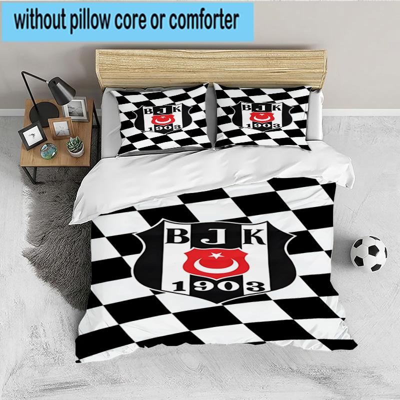 Besiktas Istanbul Football Club 3PCS Bedding set,Ideal for 1pc Duvet Cover And 2pcs Pillowcases Perfect for Fan gift,Ideal for Bedroom, Dormitory