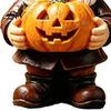 Unique Outdoor Garden Decor Halloween Gnome Statue, Faceless Holding Pumpkin Sculpture, Fall Figurine Waterproof Resin Statue for Porch Yard Autumn