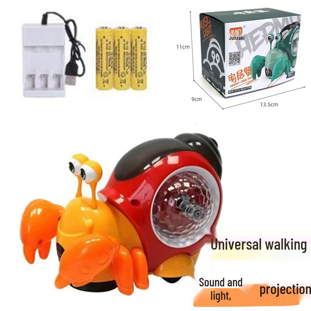 Electric Hermit Crab Toy - Obstacle Avoidance, Music & Light Projection for Kids