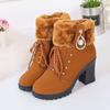 Fur Winter Ankle Boots for Women Plush Thick Warm High Heel Female Short Boots Party Wedding Footwear Elegant Botas Shoes