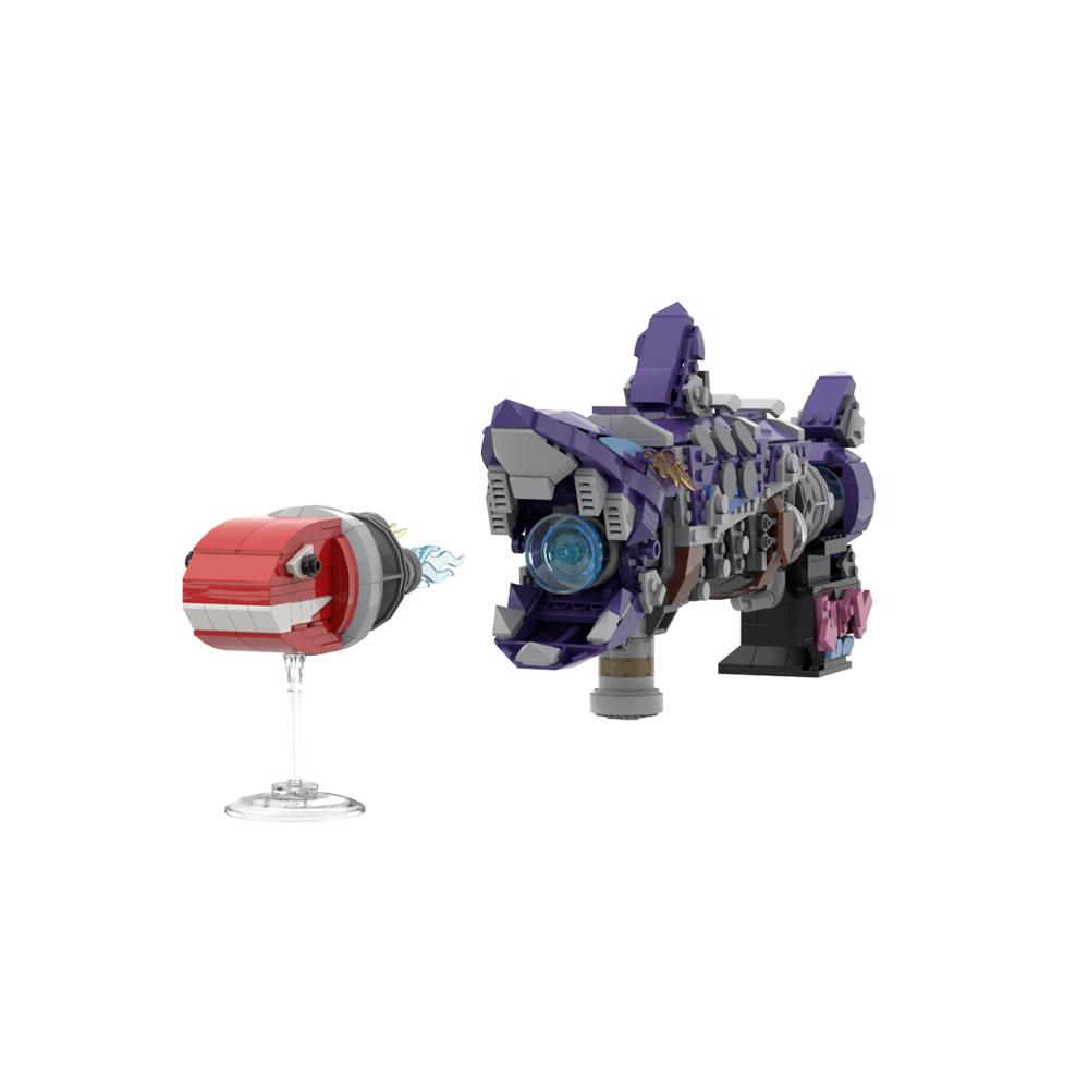 Конструктор Jinx Fishbone Bazooka Игровой Фигурка Волшебная Девочка Jinx Боевое Оружие Кубики Модель DIY Сборка Игрушки Подарки для Детей