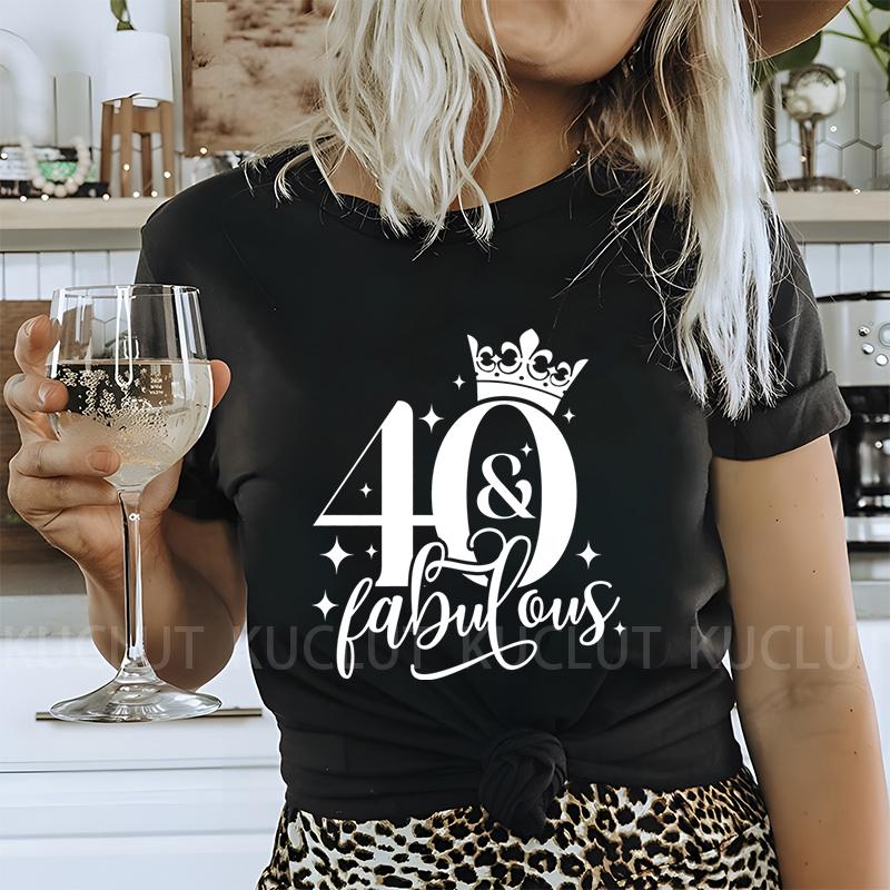Женская футболка 40th Fabulous Tees Женская футболка для вечеринки в честь 40-летия королевы Модные графические топы Повседневная эстетичная женская одежда