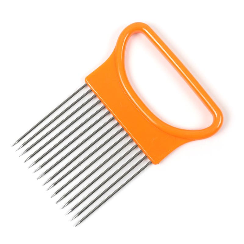 Handy Stainless Steel Onion Holder Creative Kitchen Tool Vegetable Potato Slicing Kitchen Gadget Meat Cutting Needle