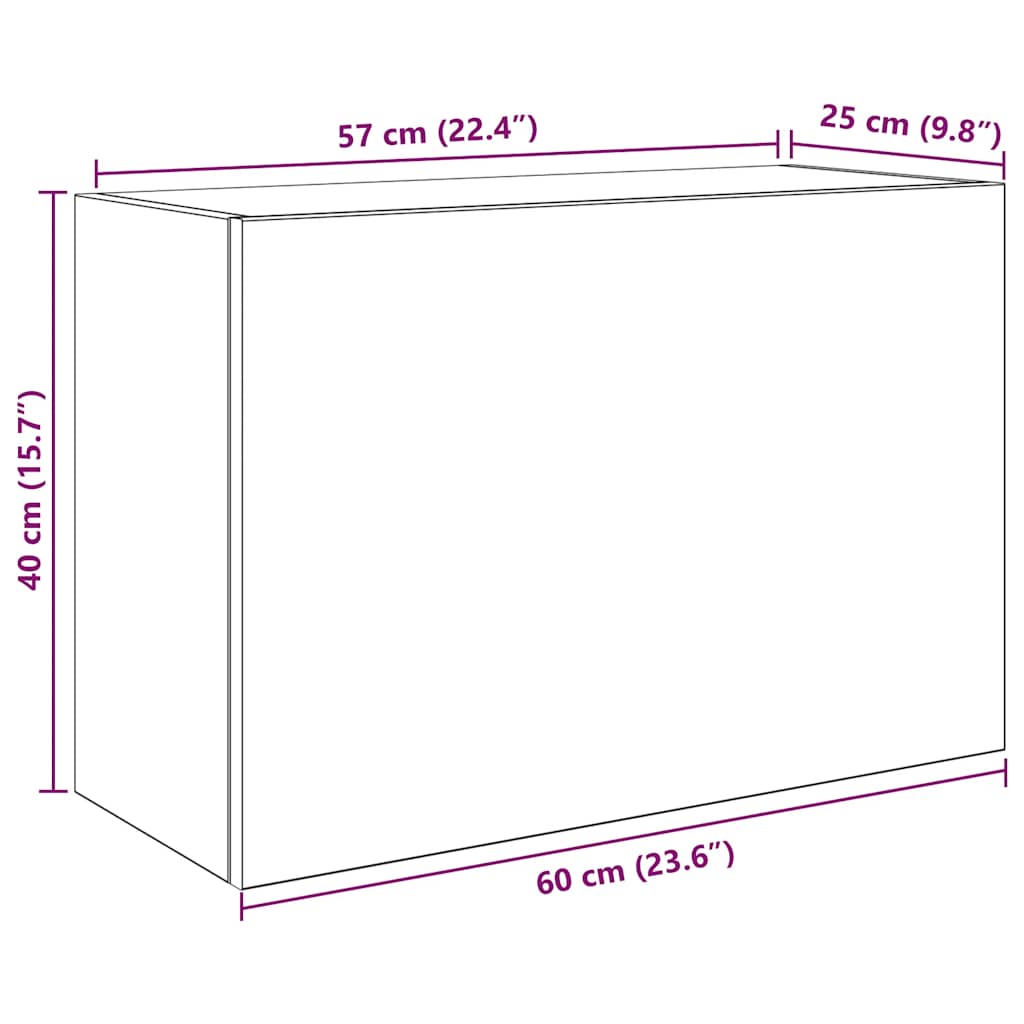 Bathroom Wall Cabinet Concrete Grey 60 x 25 x 40 cm Wood Based Panel