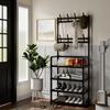 Floor-Standing Multi-Functional Shoe and Hat Rack for Entryway