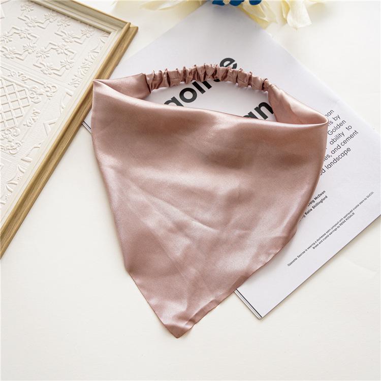 Summer Women Solid Color Head Scarf Vintage Triangle Bandanas Chiffon Elastic Hairbands Children Girl Headbands Hair Accessories