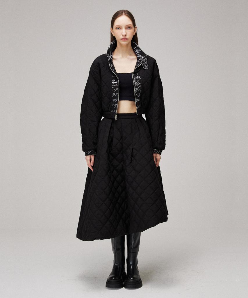 Meuameu Unbalance Quilting Balloon Skirt