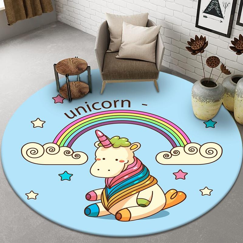 Cute Animal Print Pattern Round Floor Mat Home Bedroom Living Room Decorative Floor Mat Doormat