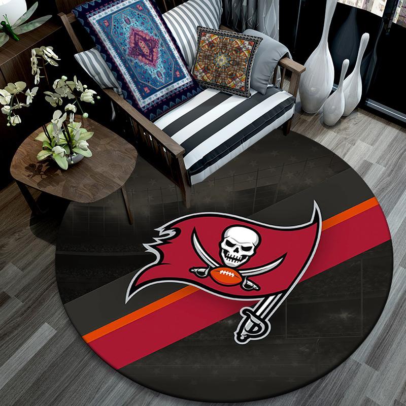 Tampa Bay Buccaneers Round Area Rug,Carpet Rug for Living Room Bedroom Sofa Playroom Decor,Non-slip Floor Mat
