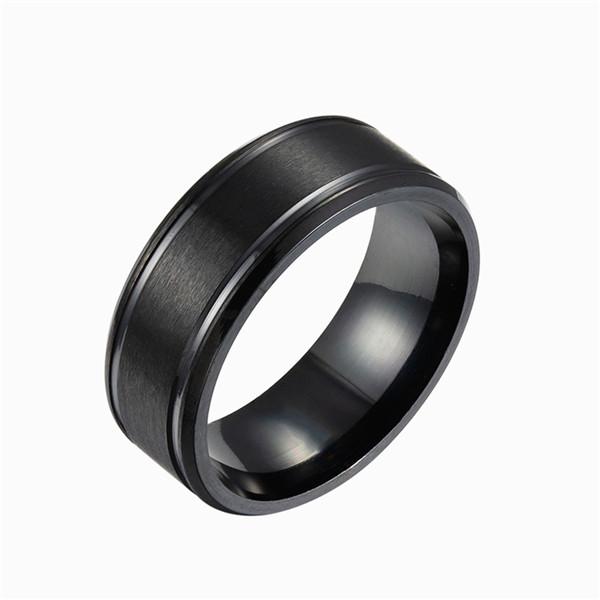 Male Stainless Steel 8mm Wide Matte Double Beveled Simple Ring Jewelry Gifts KTJ